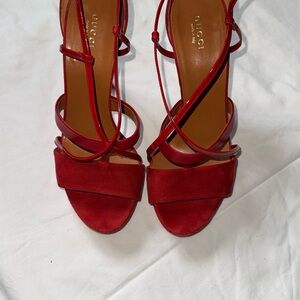 Gucci Crimson Strappy Heels